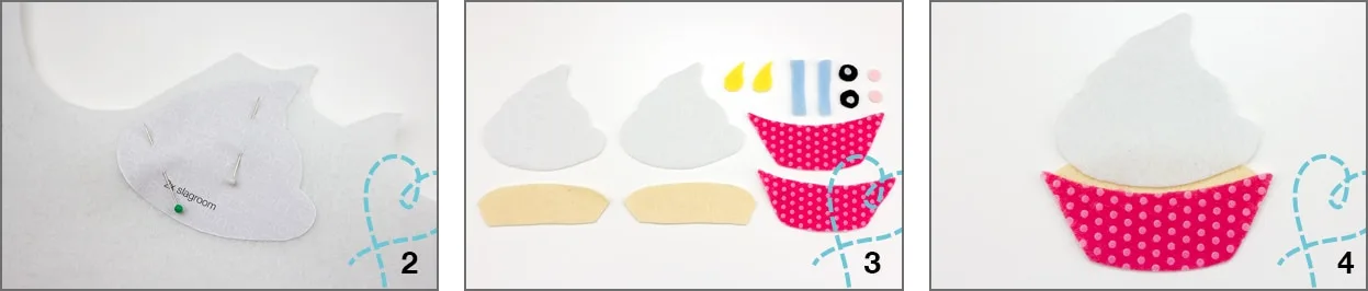 vilten cupcake knutselen