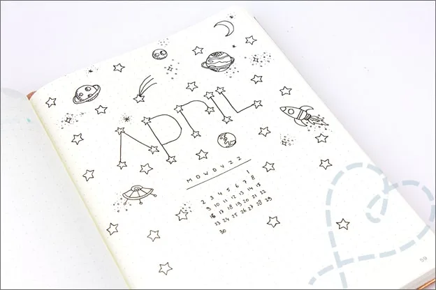Bullet Journal inspiratie april cover ruimte