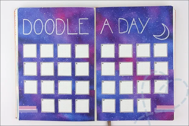 Bullet Journal inspiratie april doodle a day pagina