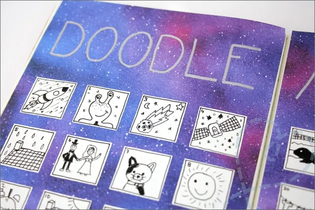 Bullet journal inspiratie april doodle getekend