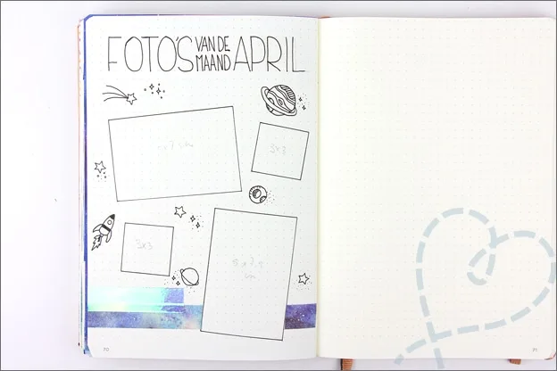 Bullet Journal inspiratie april foto overzicht maand