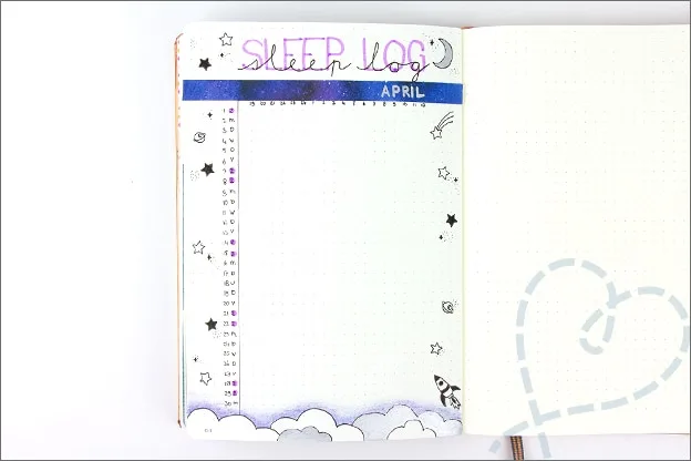 Bullet Journal inspiratie april sleeplog