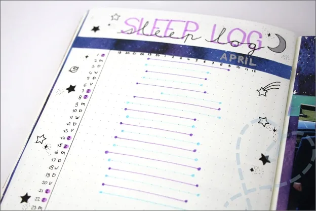 Bullet Journal inspiratie april sleeptracker
