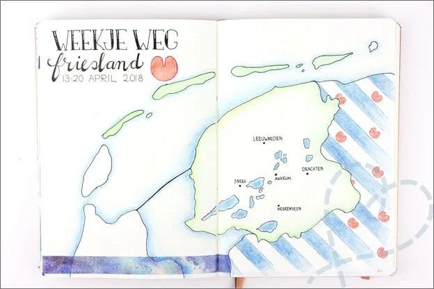 Bullet Journal inspiratie april vakantiepagina friesland