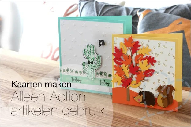 Kaarten maken #30: Met alleen Action artikelen (nieuwe snij- en embossingmallen)