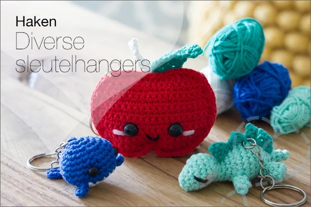 Haken sleutelhangers Dino walvis appel gratis haakpatroon