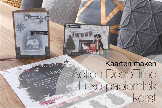 Kaarten maken #93: Action Kerstkaarten maken met luxe papierblok DecoTime 2021