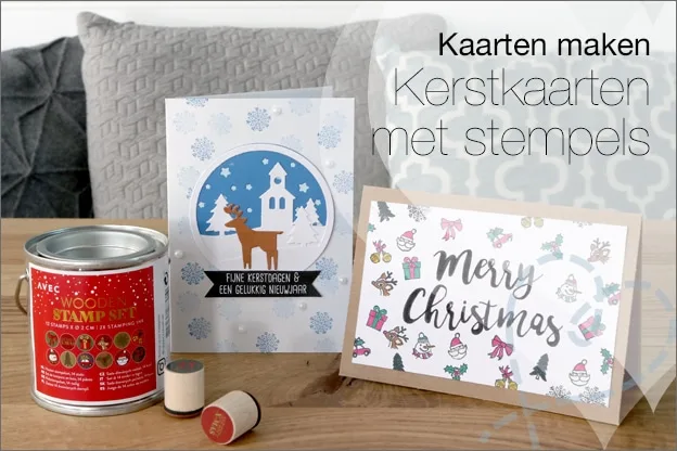 Kaarten maken #96: Kerstkaarten met een gestempelde achtergrond