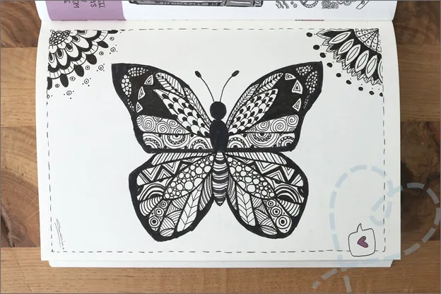 Tekenen creachick doeboek zentangle vlinder
