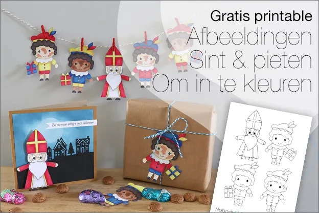 Gratis printable #14: Afbeeldingen sinterklaas en Pieten (om zelf in te kleuren)