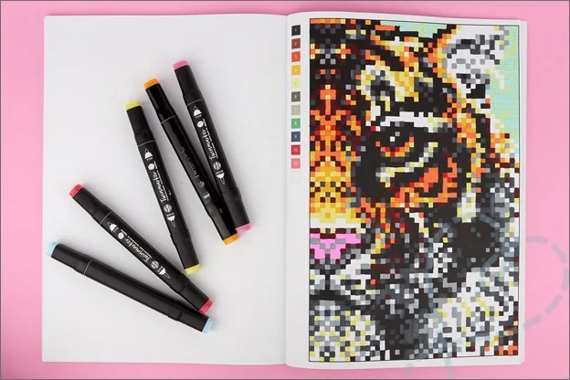 Kleuren voor volwassenen kleuren op nummer voorbeeld tijger