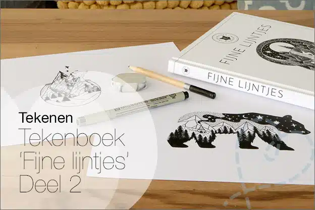 Tekenboek Fijne lijntjes fineliner-kunstwerk review voorbeelden