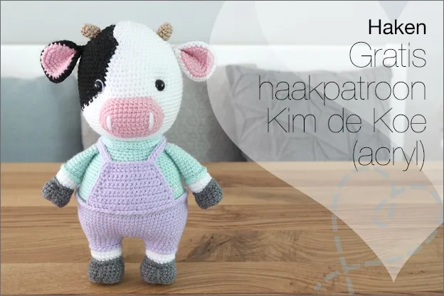 Haken #191: Kim de Koe gehaakt met acrylgaren, gratis haakpatroon