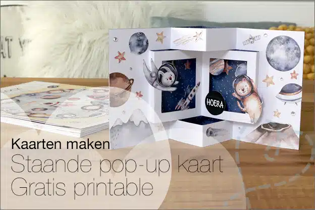 Kaarten maken #170: Staande pop-up kaart, 13×13 cm, Gratis Printable