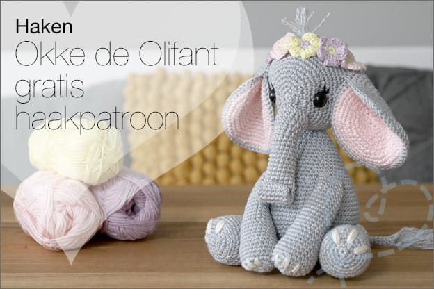 Haken #208: Okke de Olifant, gratis haakpatroon