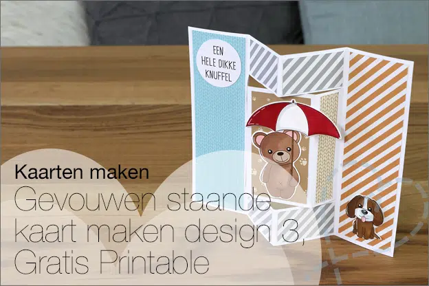 Kaarten maken #185: Gevouwen staande kaart, design 3, Gratis Printable basis
