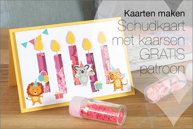 Kaarten maken #198: Schudkaart met kaarsjes, gratis printable en uitleg