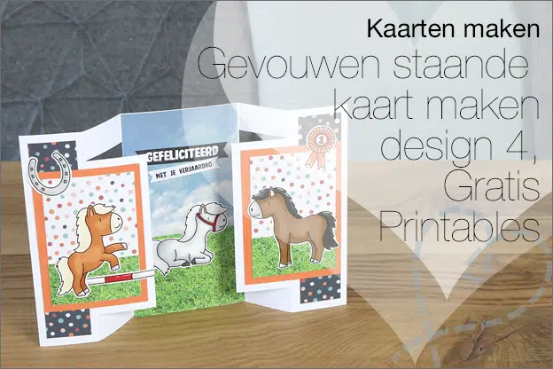 Kaarten maken #200: Gevouwen staande kaart, design 4, Gratis Printable basis  