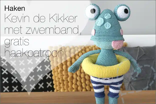 Haken #247: Kevin de Kikker met zwemband (gratis haakpatroon)