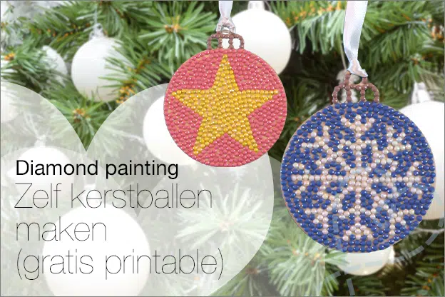 Diamond painting #41: Kerstballen maken met overgebleven steentjes (gratis printable)  