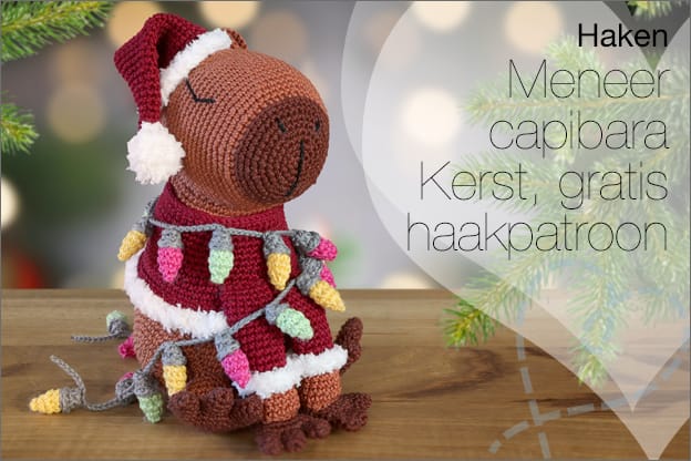 Haken #263: Meneer Capibara viert kerst (gratis haakpatroon)