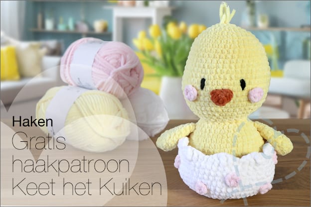 Haken gratis haakpatroon Keet het kuiken ei Pasen Nederlands