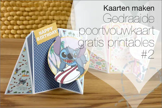 Gedraaide vouwkaart met gratis printables uitleg met patroon inspiratie