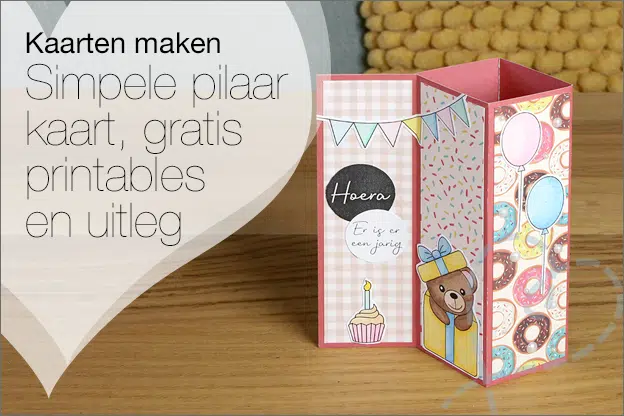 Kaarten maken #233: Simpele pilaar kaart maken met gratis printables en uitleg