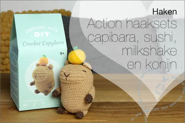 Haken #302: Action haaksets capibara, sushi, milkshake en konijn