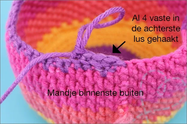 Haken mandje rand uitleg beginners haakpatroon