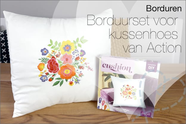 Borduren #15: Borduurset voor kussenhoes van Action