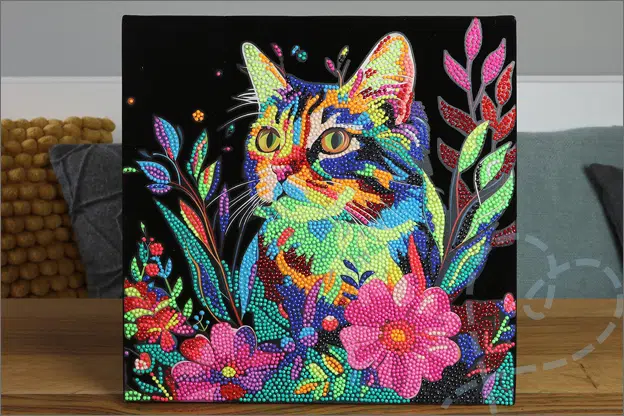 Action Avec Diamond painting canvas neon velvet eindresultaat