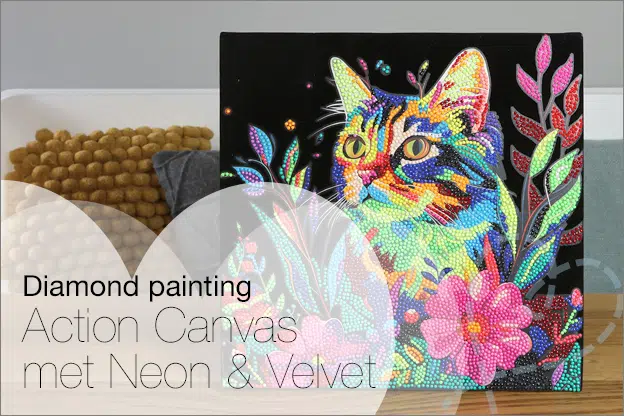 Action Diamond painting Canvas met Neon Velvet